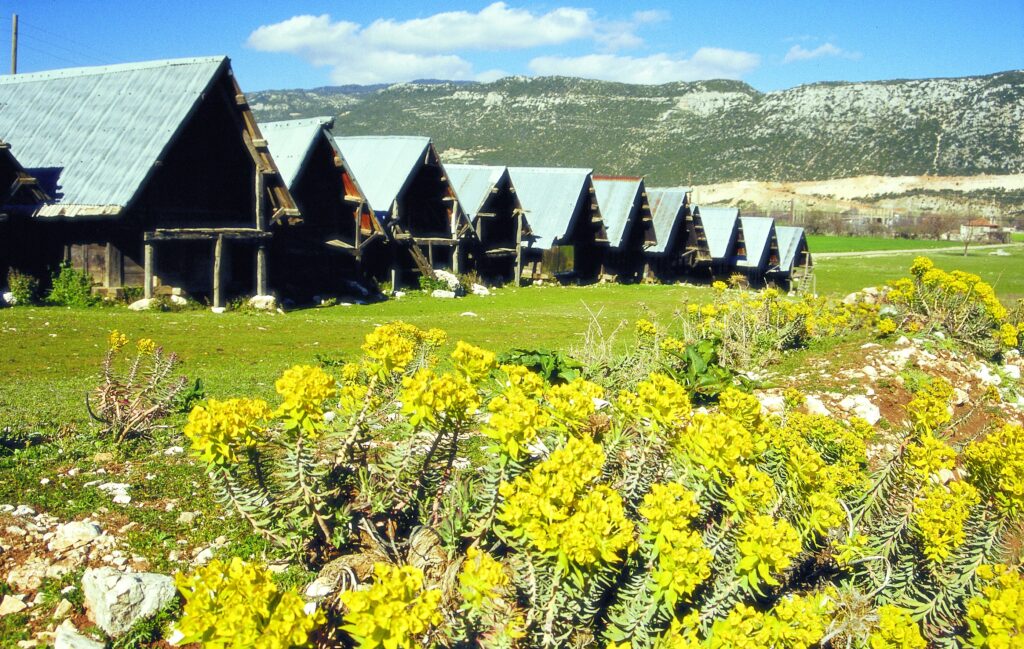 Architecture of the historic grain silos in Bezirgan village on the Lycian Way.
