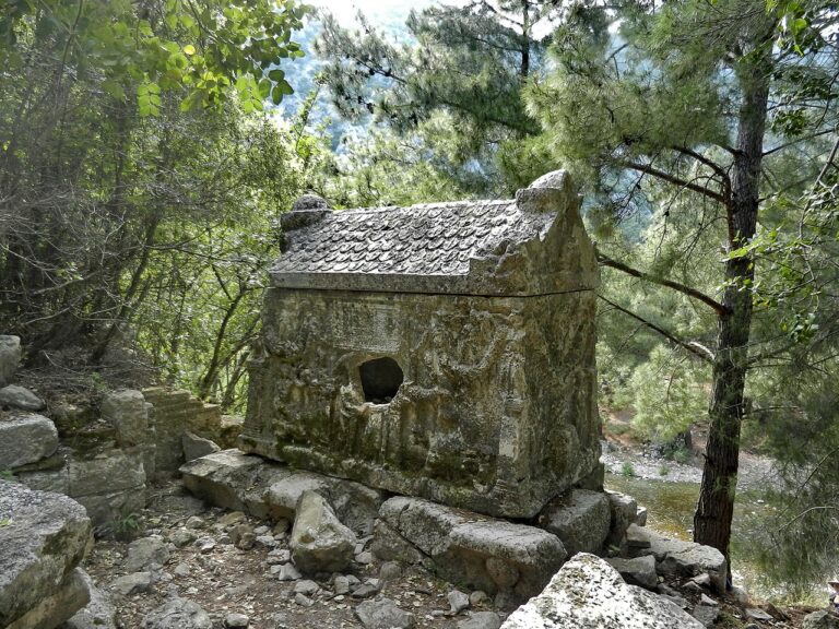 The ruins of Olympos Ancient City and the tomb of Captain Eudemos, Antalya.