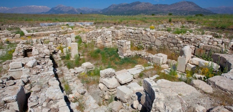 The panoramic view of Lake Avlan, which once hosted the ancient city, from the skirts of Buralye Hill where Podalia Ancient City is estimated to be established.