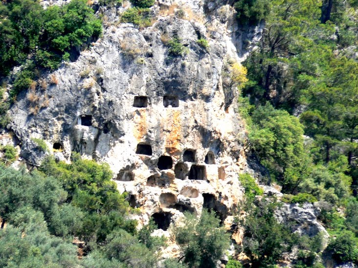 The acropolis fortification walls of Daedala Ancient City (İnlice Asarı) appearing through the pine forests