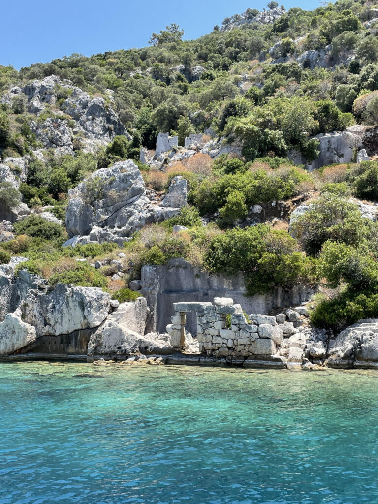 Ancient city of Dolichiste, sunken city of Kekova Island, underwater stairs.