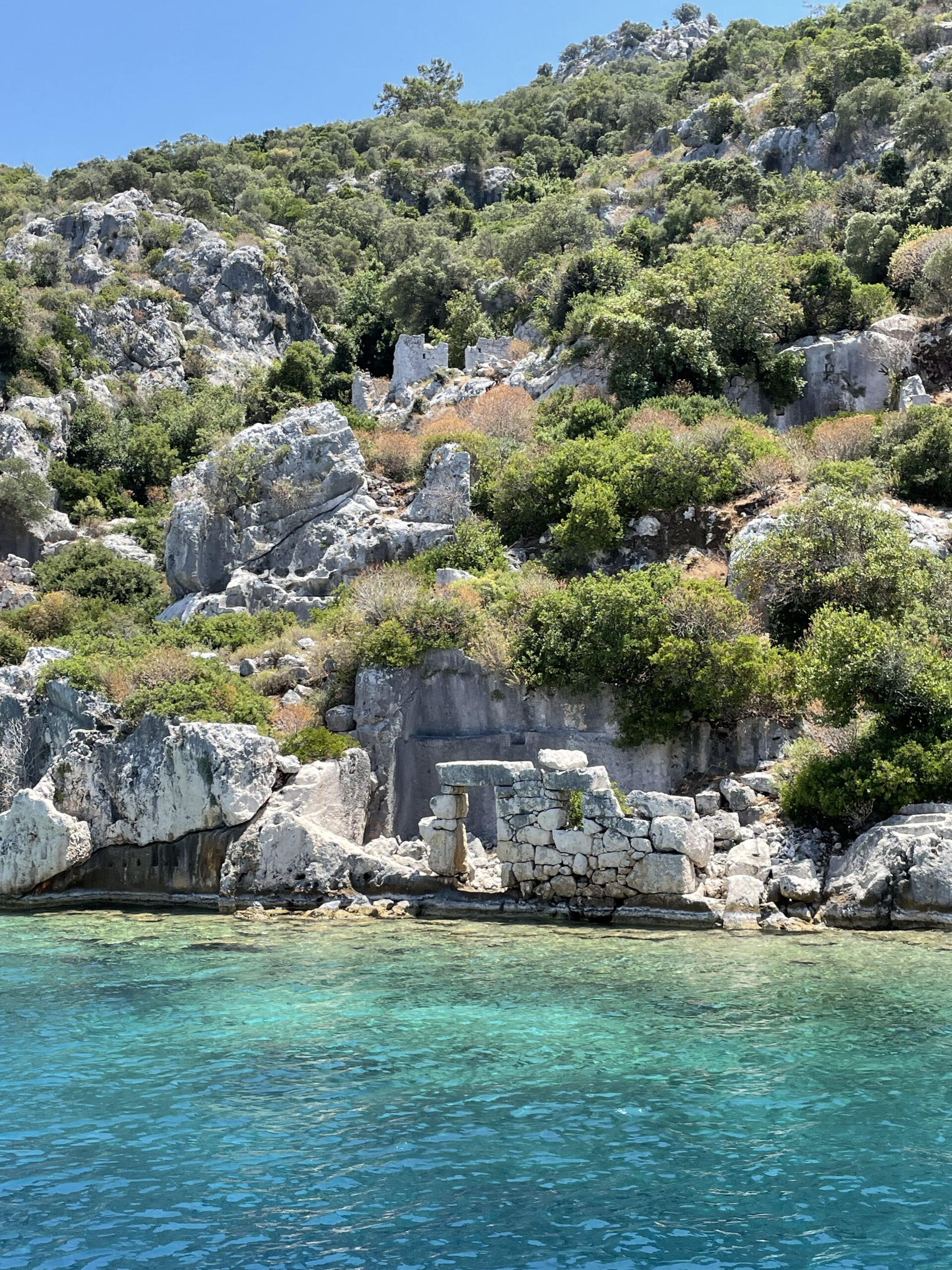 Ancient city of Dolichiste, sunken city of Kekova Island, underwater stairs.