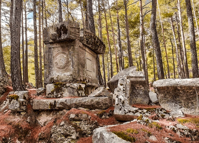 The sarcophagi of Idebessos Ancient City, Kumluca.