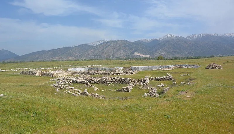 The ruins of Podalia Ancient City and the view of the Elmalı Plain.