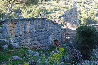 The fortification wall ruins of Pydnai Ancient City