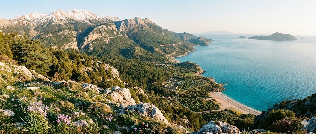 Lycian Nature: view from the Taurus peaks down to the Mediterranean coast.