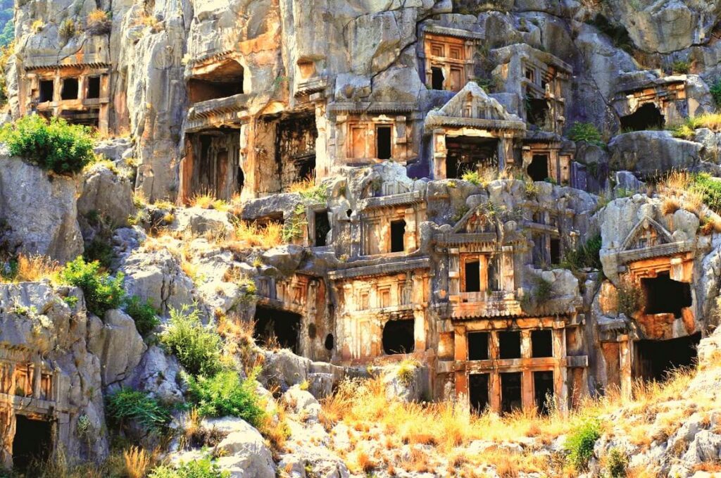 Lycian cultural heritage: house-shaped Lycian rock-cut tombs